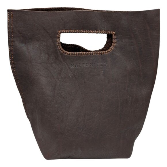 Half United Leather Bucket Bag Chocolate Brown Open Top Satchel - Picture 12 of 13